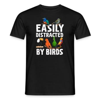 Easily Distracted By Birds Bird Lover - Men's T-Shirt - black - Front - AI Model Male 178 light (178cm)