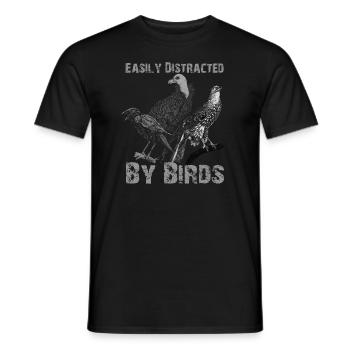Easily Distracted By Birds Bird Lover - Men's T-Shirt - black - Front - AI Model Male 178 light (178cm)