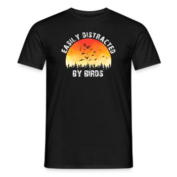 Easily Distracted By Birds Bird Lover - Men's T-Shirt - black - Front - AI Model Male 178 light (178cm)