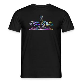 Werfen Sie einen Blick darauf, dass es in einem Buch ist, das Bücherwurm liest - Männer T-Shirt - Schwarz - Vorne - AI Model Male 178 light (178cm)