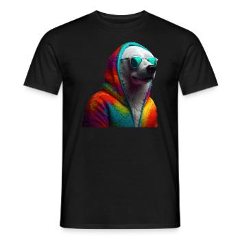 Polar Bear with Sunglasses Colorful Cool Polar Bear - Men's T-Shirt - black - Front - AI Model Male 178 light (178cm)