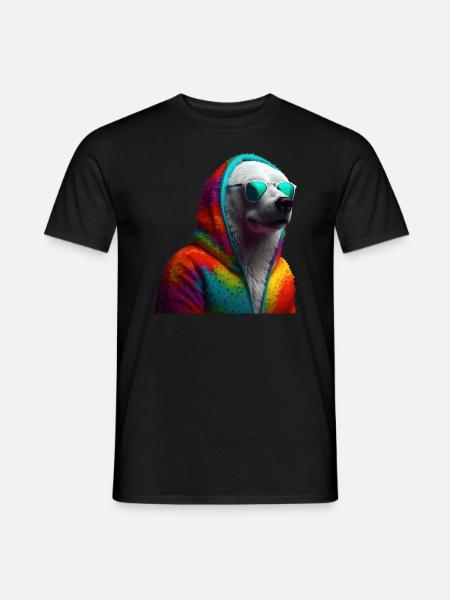 Polar Bear with Sunglasses Colorful Cool Polar Bear - Men's T-Shirt - black