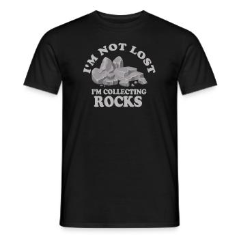 Je ne suis pas perdu Je collectionne des roches Drôle de géologie - T-shirt homme - noir - Devant - AI Model Male 178 light (178cm)