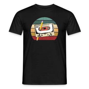 80's Cassette Tape 1990s Pencil Winding Cassette - Men's T-Shirt - black - Front - AI Model Male 178 light (178cm)
