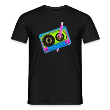 80's Cassette Tape 1990s Pencil Winding Cassette - Men's T-Shirt - black - Front - AI Model Male 178 light (178cm)