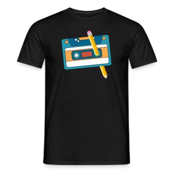 80's Cassette Tape 1990s Pencil Winding Cassette - Men's T-Shirt - black - Front - AI Model Male 178 light (178cm)