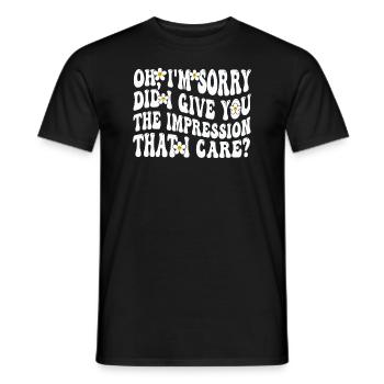 Pardon. Est-ce que je vous ai donné l’impression - T-shirt homme - noir - Devant - AI Model Male 178 light (178cm)