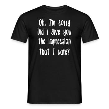 Pardon. Est-ce que je vous ai donné l’impression - T-shirt homme - noir - Devant - AI Model Male 178 light (178cm)
