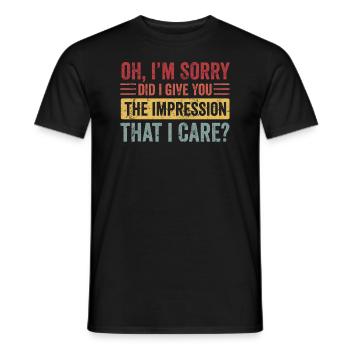 Pardon. Est-ce que je vous ai donné l’impression - T-shirt homme - noir - Devant - AI Model Male 178 light (178cm)