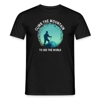 Erklimmen Sie den Berg, um die Welt zu sehen - Männer T-Shirt - Schwarz - Vorne - AI Model Male 178 light (178cm)