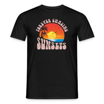 Forever Chasing Sunsets Retro Summer Vacation - Men's T-Shirt - black - Front - AI Model Male 178 light (178cm)