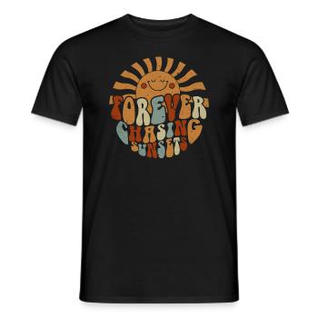 Forever Chasing Sunsets Retro Summer Vacation - Men's T-Shirt - black - Front - AI Model Male 178 light (178cm)