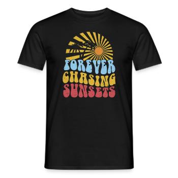 Forever Chasing Sunsets Retro Summer Vacation - Men's T-Shirt - black - Front - AI Model Male 178 light (178cm)