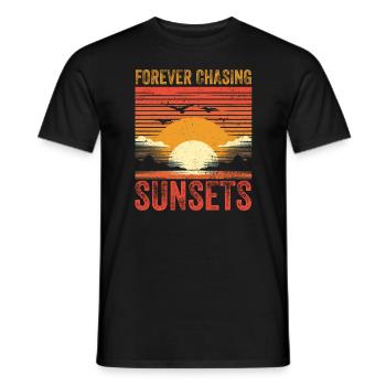Forever Chasing Sunsets Retro Summer Vacation - Men's T-Shirt - black - Front - AI Model Male 178 light (178cm)
