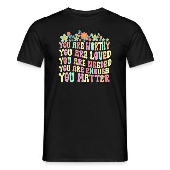 You Matter Kindness Be Kind Groovy Mental Health - Men's T-Shirt - black - Front - AI Model Male 178 light (178cm)