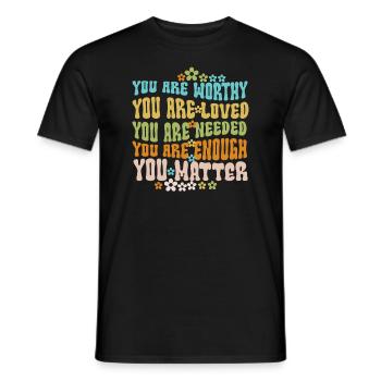 You Matter Kindness Be Kind Groovy Mental Health - Men's T-Shirt - black - Front - AI Model Male 178 light (178cm)