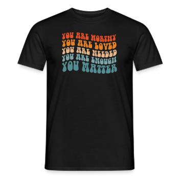 You Matter Kindness Be Kind Groovy Mental Health - Men's T-Shirt - black - Front - AI Model Male 178 light (178cm)