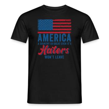 Amerika: Ein Land, das so großartig ist, dass die USA patriotisch sind - Männer T-Shirt - Schwarz - Vorne - AI Model Male 178 light (178cm)