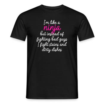 Comme une femme au foyer ninja - T-shirt homme - noir - Devant - AI Model Male 178 light (178cm)