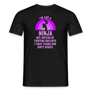 Comme une femme au foyer ninja - T-shirt homme - noir - Devant - AI Model Male 178 light (178cm)