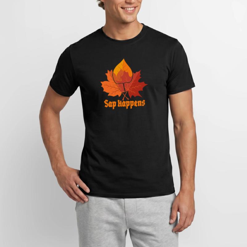 Maple Syrup Tree Tapping Funny Autumn Pancake Men’s T-shirt