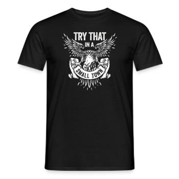 Essayez ça dans une petite ville Aigle drapeau américain - T-shirt homme - noir - Devant - AI Model Male 178 light (178cm)