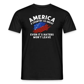 Amerika: Ein Land, das so großartig ist, dass die USA patriotisch sind - Männer T-Shirt - Schwarz - Vorne - AI Model Male 178 light (178cm)