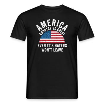 Amerika: Ein Land, das so großartig ist, dass die USA patriotisch sind - Männer T-Shirt - Schwarz - Vorne - AI Model Male 178 light (178cm)