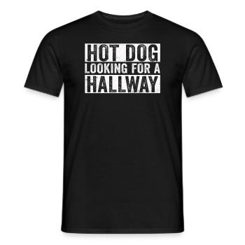 Hot Dog auf der Suche nach einem Flur - Männer T-Shirt - Schwarz - Vorne - AI Model Male 178 light (178cm)