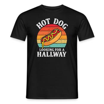 Hot Dog auf der Suche nach einem Flur - Männer T-Shirt - Schwarz - Vorne - AI Model Male 178 light (178cm)