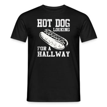 Hot Dog auf der Suche nach einem Flur - Männer T-Shirt - Schwarz - Vorne - AI Model Male 178 light (178cm)