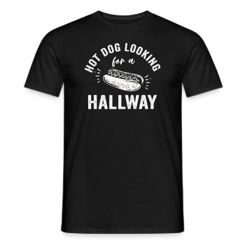 Hot Dog auf der Suche nach einem Flur - Männer T-Shirt - Schwarz - Vorne - AI Model Male 178 light (178cm)