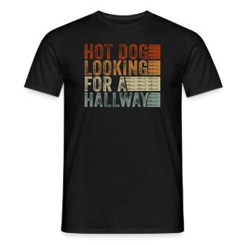 Hot Dog auf der Suche nach einem Flur - Männer T-Shirt - Schwarz - Vorne - AI Model Male 178 light (178cm)
