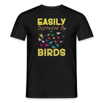 Easily Distracted By Birds Bird Lover - Men's T-Shirt - black - Front - AI Model Male 178 light (178cm)