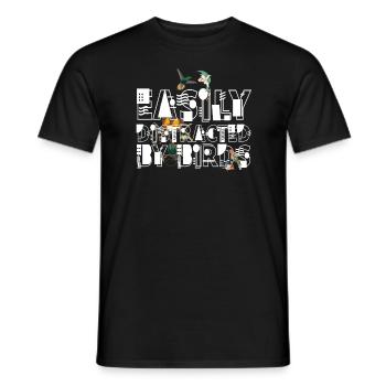 Easily Distracted By Birds Bird Lover - Men's T-Shirt - black - Front - AI Model Male 178 light (178cm)