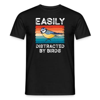 Easily Distracted By Birds Bird Lover - Men's T-Shirt - black - Front - AI Model Male 178 light (178cm)
