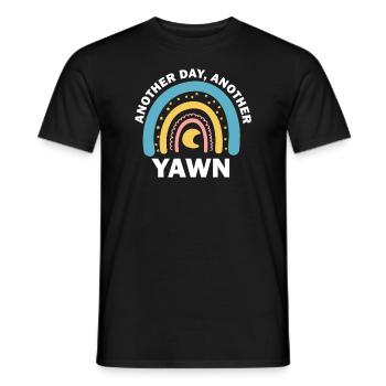First Caffeine Vibes Another Day Yawn Meets Coffee - Men's T-Shirt - black - Front - AI Model Male 178 light (178cm)