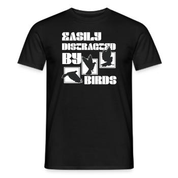 Easily Distracted By Birds Bird Lover - Men's T-Shirt - black - Front - AI Model Male 178 light (178cm)