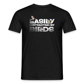 Easily Distracted By Birds Bird Lover - Men's T-Shirt - black - Front - AI Model Male 178 light (178cm)
