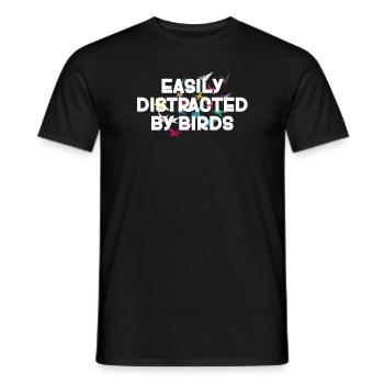 Easily Distracted By Birds Bird Lover - Men's T-Shirt - black - Front - AI Model Male 178 light (178cm)