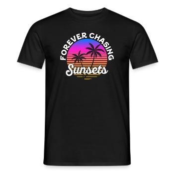 Forever Chasing Sunsets Retro Summer Vacation - Men's T-Shirt - black - Front - AI Model Male 178 light (178cm)