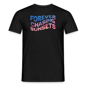 Forever Chasing Sunsets Retro Summer Vacation - Men's T-Shirt - black - Front - AI Model Male 178 light (178cm)