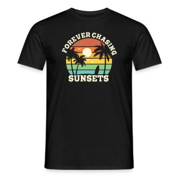 Forever Chasing Sunsets Retro Summer Vacation - Men's T-Shirt - black - Front - AI Model Male 178 light (178cm)