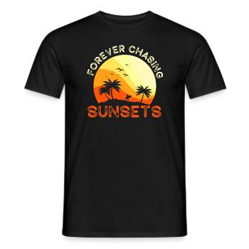 Forever Chasing Sunsets Retro Summer Vacation - Men's T-Shirt - black - Front - AI Model Male 178 light (178cm)