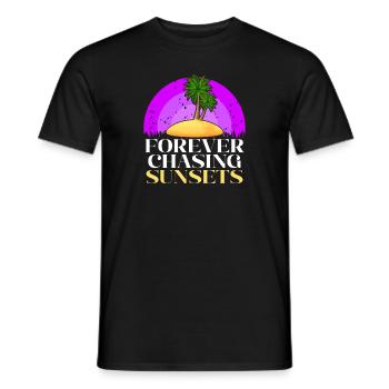 Forever Chasing Sunsets Retro Summer Vacation - Men's T-Shirt - black - Front - AI Model Male 178 light (178cm)