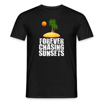 Forever Chasing Sunsets Retro Summer Vacation - Men's T-Shirt - black - Front - AI Model Male 178 light (178cm)