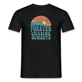 Forever Chasing Sunsets Retro Summer Vacation - Men's T-Shirt - black - Front - AI Model Male 178 light (178cm)