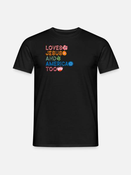 Liebt Jesus und auch Amerika, Gott Christ - Männer T-Shirt - Schwarz