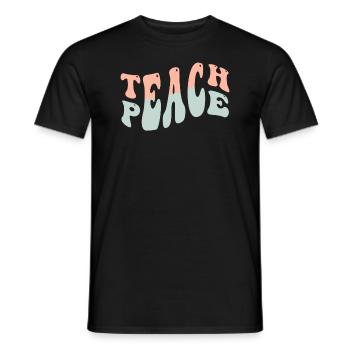 Teach Peace Word Game Groovy Hippie Teacher - Männer T-Shirt - Schwarz - Vorne - AI Model Male 178 light (178cm)