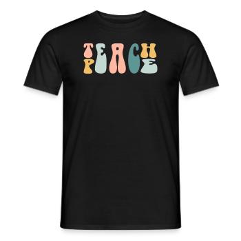 Enseigner la paix Jeu de mots Groovy Hippie Enseignant - T-shirt homme - noir - Devant - AI Model Male 178 light (178cm)